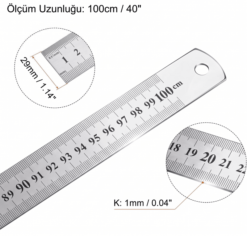 Çelik Cetvel 100cm
