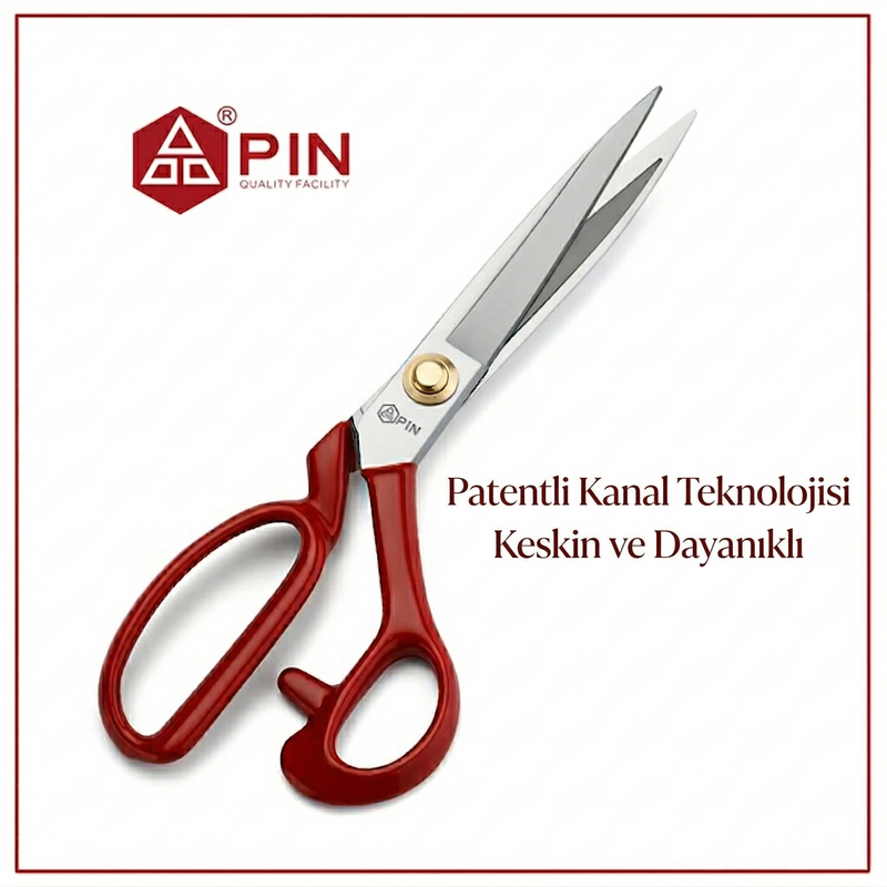 Profesyonel Kırmızı Terzi Makası 9 İnç - Yüksek Kaliteli Dikiş ve Kumaş Kesim Makası