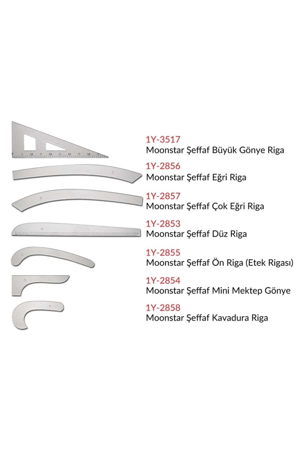 Şeffaf Plastik Riga Cetvel Takım (7 Parça)