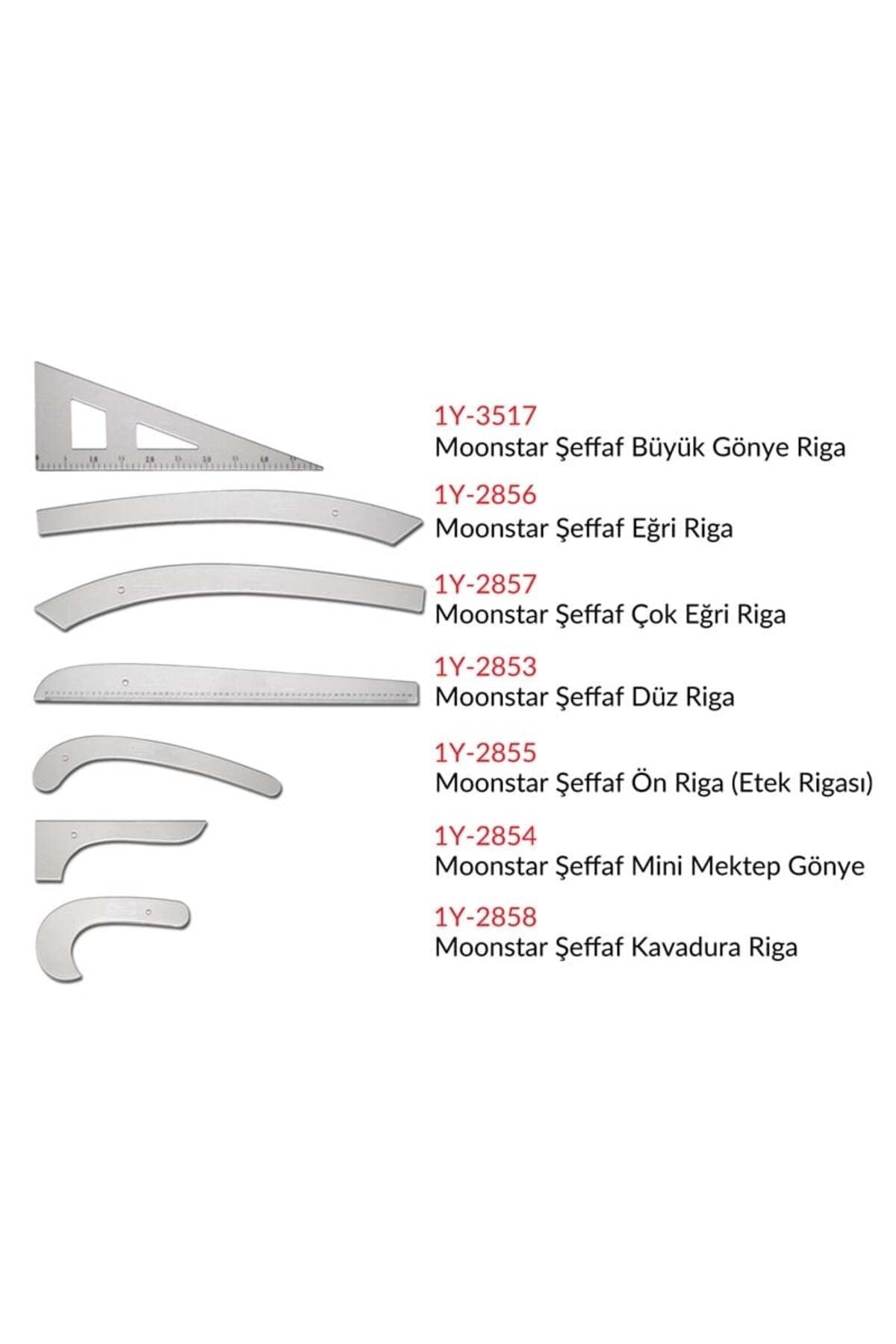 Şeffaf Plastik Riga Cetvel Takım (7 Parça)